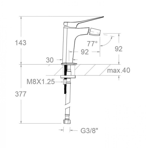Ramon Soler Bateria bidetowa, czarny mat, PRISMA