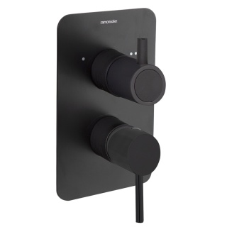 Ramon Soler Bateria prysznicowa podtynkowa, czarny mat, ODISEA z podwójnym wyjściem