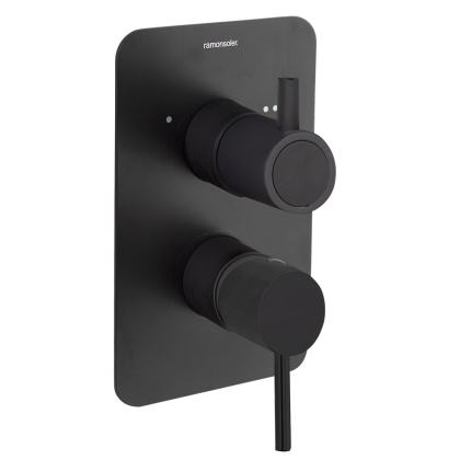 Ramon Soler Bateria prysznicowa podtynkowa, czarny mat, ODISEA z podwójnym wyjściem