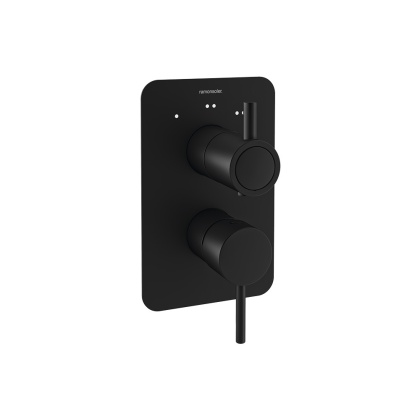 Ramon Soler Bateria prysznicowa podtynkowa, czarny mat, ODISEA z potrójnym wyjściem