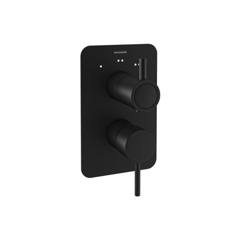 Ramon Soler Bateria prysznicowa podtynkowa, czarny mat, ODISEA z potrójnym wyjściem
