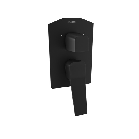 Ramon Soler Bateria prysznicowa podtynkowa, czarny mat, PRISMA z podwójnym wyjściem