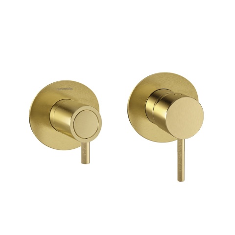 Ramon Soler Bateria prysznicowa podtynkowa, szczotkowane złoto, ODISEA z podwójnym wyjściem