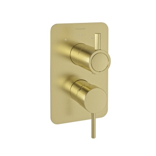 Ramon Soler Bateria prysznicowa podtynkowa, szczotkowane złoto, ODISEA z potrójnym wyjściem