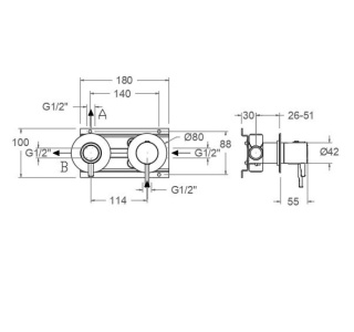 Ramon Soler Bateria prysznicowa podtynkowa, szczotkowana miedź, ODISEA z podwójnym wyjściem