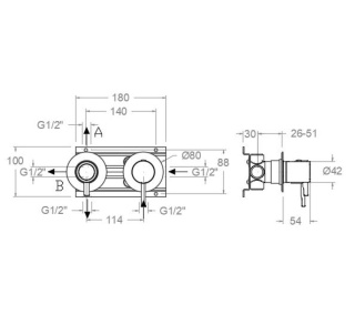 Ramon Soler Bateria prysznicowa podtynkowa, szczotkowana miedź, ODISEA z potrójnym wyjściem