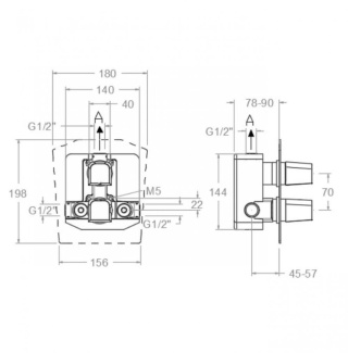 Ramon Soler Bateria prysznicowa termostatyczna podtynkowa, czarny mat, PRISMA jednokierunkowa