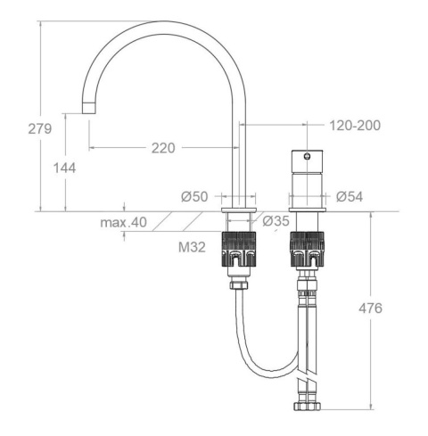 Ramon Soler Bateria umywalkowa nablatowa, czarny mat, ODISEA