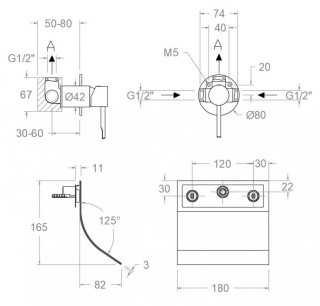 Ramon Soler Bateria umywalkowa ścienna - waterfall, szczotkowane złoto, ODISEA