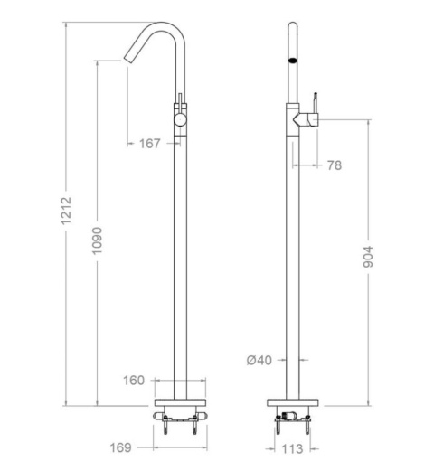 Ramon Soler Bateria umywalkowa wolnostojąca, czarny mat, ODISEA