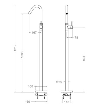 Ramon Soler Bateria umywalkowa wolnostojąca, szczotkowane złoto, ODISEA