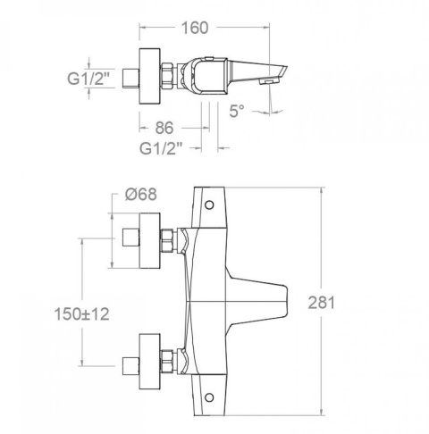 Ramon Soler Bateria wannowo-prysznicowa termostatyczna, szczotkowane złoto, PRISMA