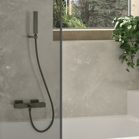 Ramon Soler Bateria wannowo-prysznicowa termostatyczna, grafit, PRISMA