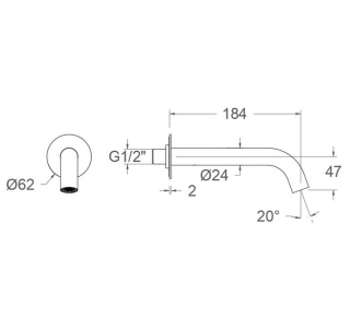 Ramon Soler Okrągła wylewka ścienna do wanny 19mm, grafit