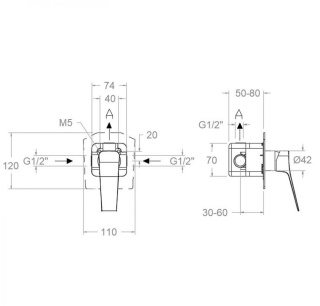 Ramon Soler Bateria prysznicowa podtynkowa, chrom, PRISMA