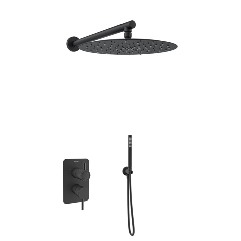 Ramon Soler Zestaw prysznicowy podtynkowy, czarny mat, ODISEA z podwójnym wyjściem