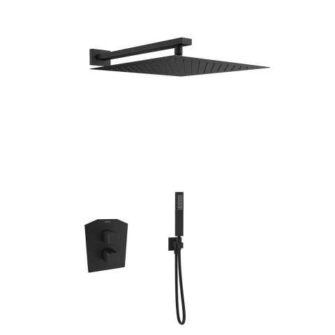 Ramon Soler Zestaw prysznicowy termostatyczny podtynkowy , czarny mat, PRISMA dwukierunkowy