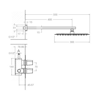 Ramon Soler Zestaw prysznicowy termostatyczny podtynkowy , grafit, PRISMA jednokierunkowy