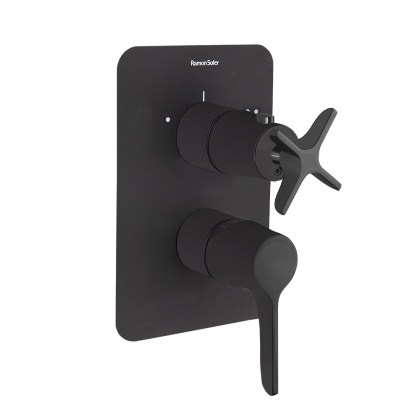 Ramon Soler Bateria prysznicowa podtynkowa, czarny mat, ADAGIO dwuwyjściowa