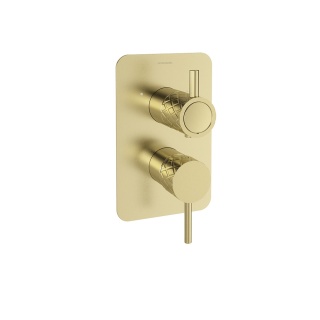 Ramon Soler Bateria prysznicowa podtynkowa, szczotkowane złoto, ODISEA JOYA dwuwyjściowa