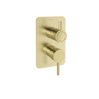 Ramon Soler Bateria prysznicowa podtynkowa, szczotkowane złoto, ODISEA JOYA z potrójnym wyjściem