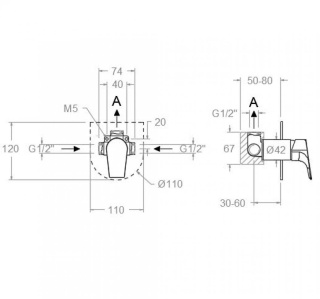 Ramon Soler Bateria prysznicowa podtynkowa, czarny mat, URBAN CHIC 1-wyjściowa