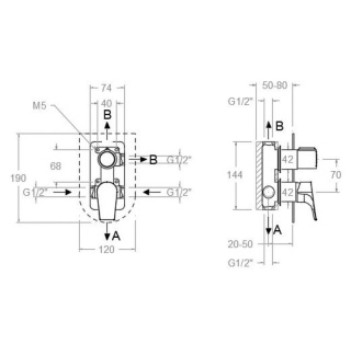 Ramon Soler Bateria prysznicowa podtynkowa, czarny mat, URBAN CHIC 3-wyjściowa