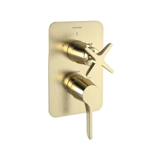 Ramon Soler Bateria prysznicowa podtynkowa, szczotkowane złoto, ADAGIO 3-wyjściowa