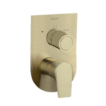 Ramon Soler Bateria prysznicowa podtynkowa, szczotkowane złoto, URBAN CHIC 3-wyjściowa