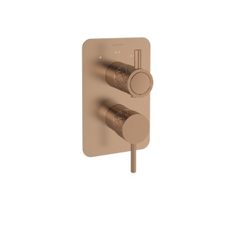 Ramon Soler Bateria prysznicowa podtynkowa, szczotkowana miedź, ODISEA JOYA z potrójnym wyjściem