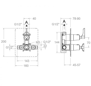 Ramon Soler Bateria prysznicowa termostatyczna podtynkowa, chrom, ADAGIO jednowyjściowa