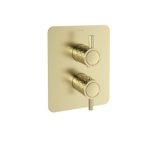 Ramon Soler Bateria prysznicowa termostatyczna podtynkowa, szczotkowane złoto, ODISEA JOYA dwuwyjściowa