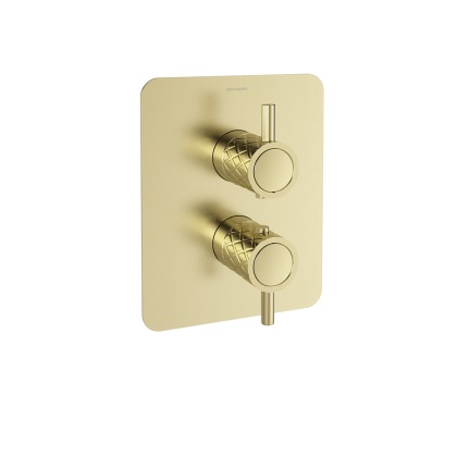 Ramon Soler Bateria prysznicowa termostatyczna podtynkowa, szczotkowane złoto, ODISEA JOYA jednowyjściowa