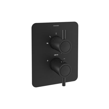 Ramon Soler Bateria prysznicowa termostatyczna podtynkowa, czarny mat, ODISEA dwuwyjściowa