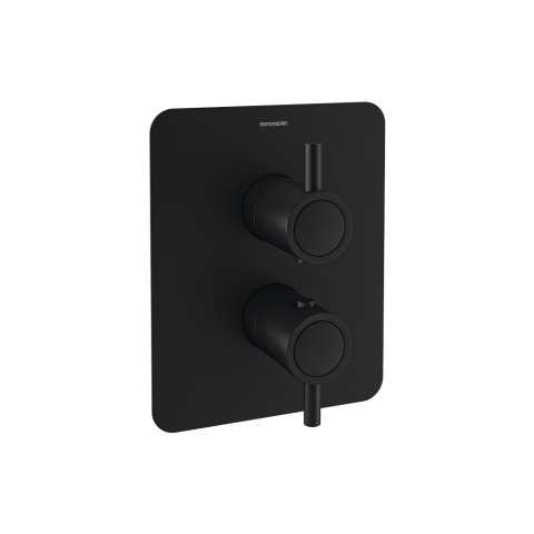 Ramon Soler Bateria prysznicowa termostatyczna podtynkowa, czarny mat, ODISEA jednowyjściowa