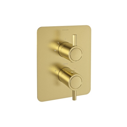 Ramon Soler Bateria prysznicowa termostatyczna podtynkowa, szczotkowane złoto, ODISEA dwuwyjściowa