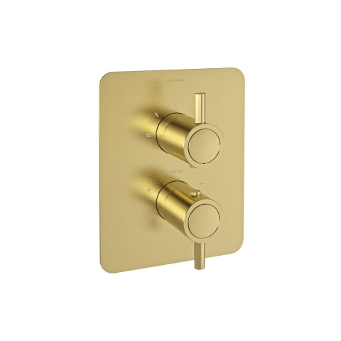 Ramon Soler Bateria prysznicowa termostatyczna podtynkowa, szczotkowane złoto, ODISEA dwuwyjściowa