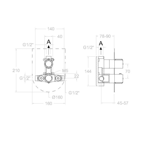 Ramon Soler Bateria prysznicowa termostatyczna podtynkowa, szczotkowana stal, URBAN CHIC 1-wyjściowa