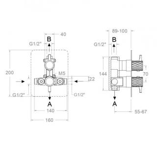 Ramon Soler Bateria prysznicowa termostatyczna podtynkowa, chrom, ODISEA JOYA dwuwyjściowa