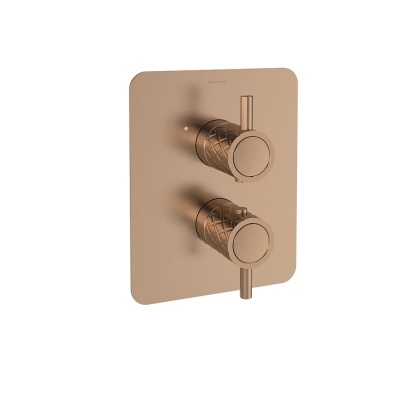 Ramon Soler Bateria prysznicowa termostatyczna podtynkowa, szczotkowana miedź, ODISEA JOYA dwuwyjściowa