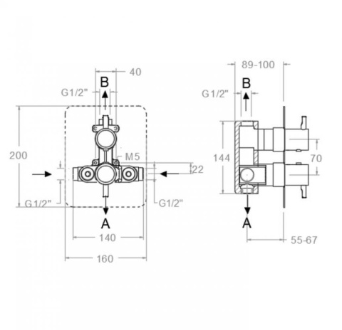 Ramon Soler Bateria prysznicowa termostatyczna podtynkowa, szczotkowana miedź, ODISEA dwuwyjściowa