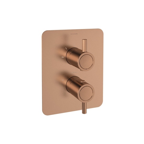 Ramon Soler Bateria prysznicowa termostatyczna podtynkowa, szczotkowana miedź, ODISEA dwuwyjściowa