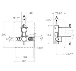 Ramon Soler Bateria prysznicowa termostatyczna podtynkowa, szczotkowana miedź, ODISEA jednowyjściowa