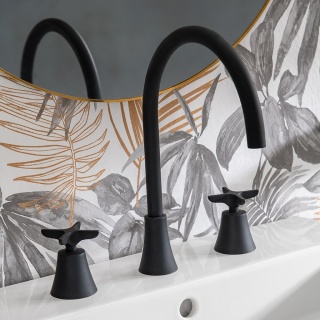 Ramon Soler Bateria umywalkowa 3-wyjściowa 170 mm, czarny mat, ADAGIO
