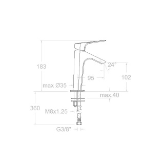 Ramon Soler Bateria umywalkowa M, szczotkowana stal, URBAN CHIC