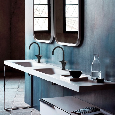 Ramon Soler Bateria umywalkowa dwuchwytowa z obrotową wylewką 190 mm, czarny mat, ADAGIO