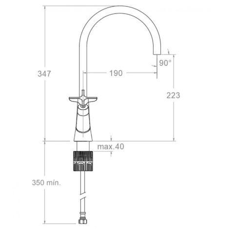 Ramon Soler Bateria umywalkowa dwuchwytowa z obrotową wylewką 190 mm, szczotkowane złoto, ADAGIO
