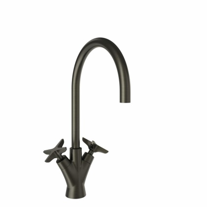 Ramon Soler Bateria umywalkowa dwuchwytowa z obrotową wylewką 190 mm, grafit, ADAGIO