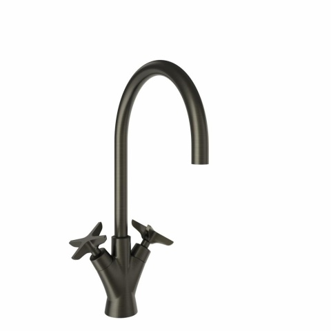 Ramon Soler Bateria umywalkowa dwuchwytowa z obrotową wylewką 190 mm, grafit, ADAGIO