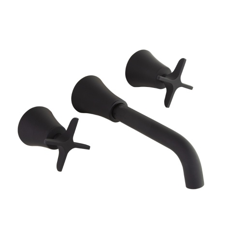 Ramon Soler Bateria umywalkowa podtynkowa ścienna dwuuchwytowa, czarny mat, ADAGIO